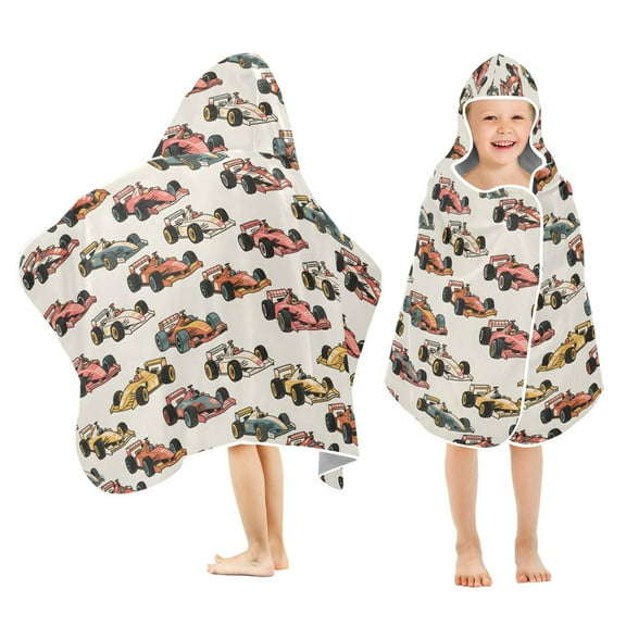joogoo Racing Cars Kids Hooded Beach Towel Baby Bath Towel 23.5"x50"