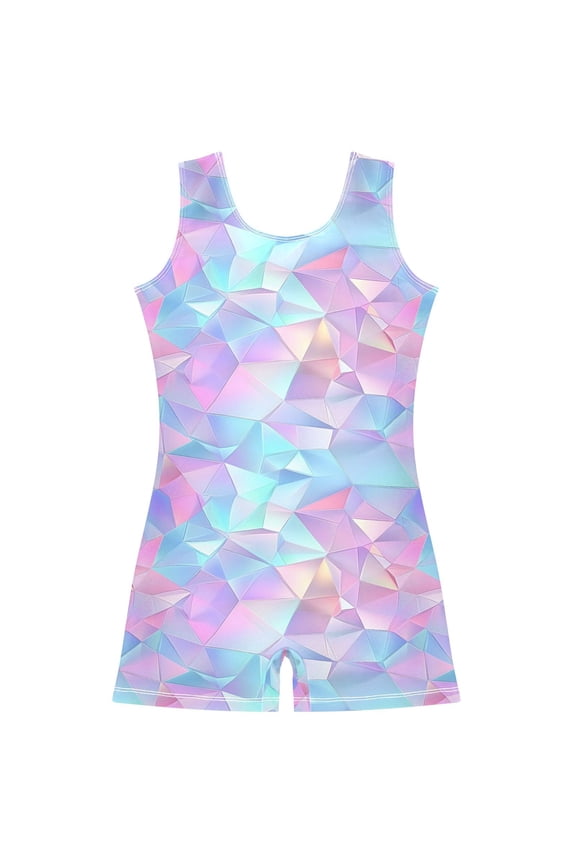Rainbow Geometric Pattern Girls Leotards Gymnastics Tumbling Outfit Biketard Unitard 2-3Years
