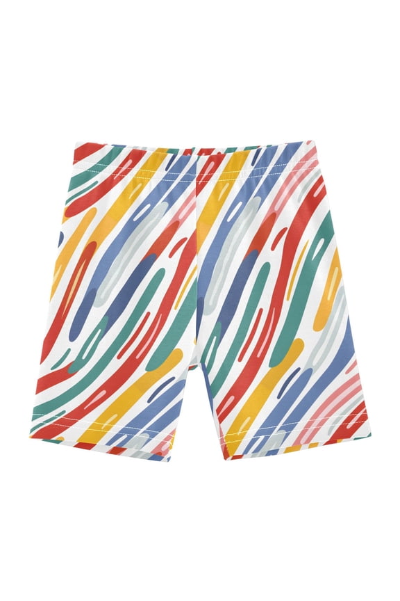 Rainbow Geometric Stripes Lines Girls Lined Shorts Bike Dance Bottoms 6T