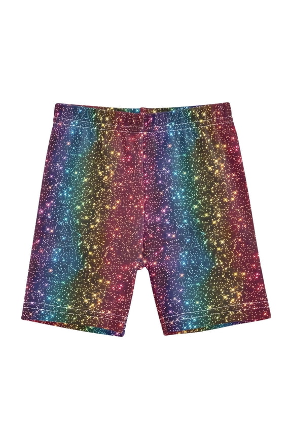 Rainbow Glitter Girls Lined Shorts Bike Dance Bottoms 6T