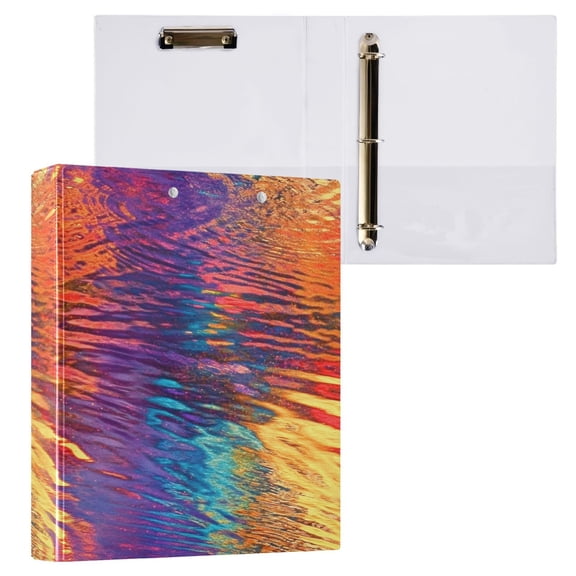 joogoo Rainbow Tie Dye Hardcover 3 Ring Binder 1.5" Round Rings Interior Pockets Binders Organizer 1 Pack