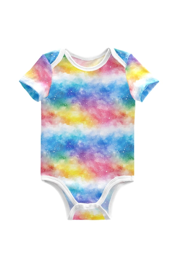 Rainbow Tie Dye Pattern Baby Bodysuits Short Sleeve Cotton Onesies Clothes 9Months
