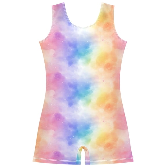 joogoo Rainbow Tie Dye-a2 Pattern Girls Leotards Gymnastics Tumbling Outfit Biketard Unitard 9-10Years
