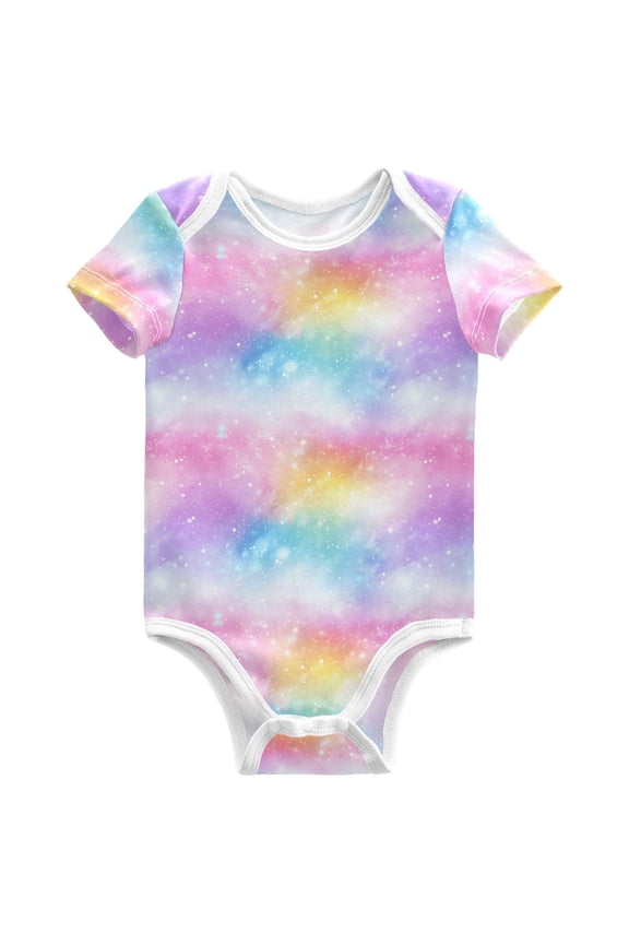 Rainbow Tie Dye-a3 Pattern Baby Bodysuits Short Sleeve Cotton Onesies Clothes 18Months