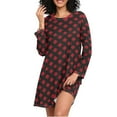 thumbnail image 1 of joogoo Red Checkered Black Women's Long Sleeve Nightgown Sleepwear L, 1 of 8