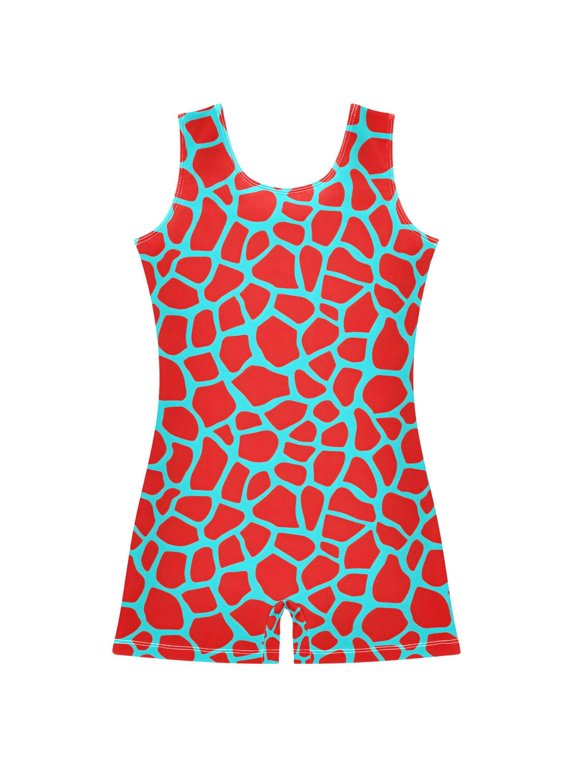 Red Giraffe Pattern Girls Leotards Gymnastics Tumbling Outfit Biketard Unitard 3-4Years