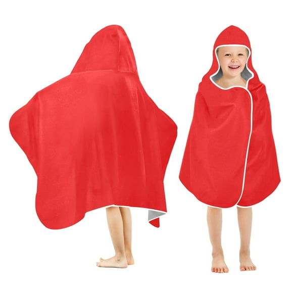 joogoo Red Kids Hooded Beach Towel Baby Bath Towel 23.5"x50"