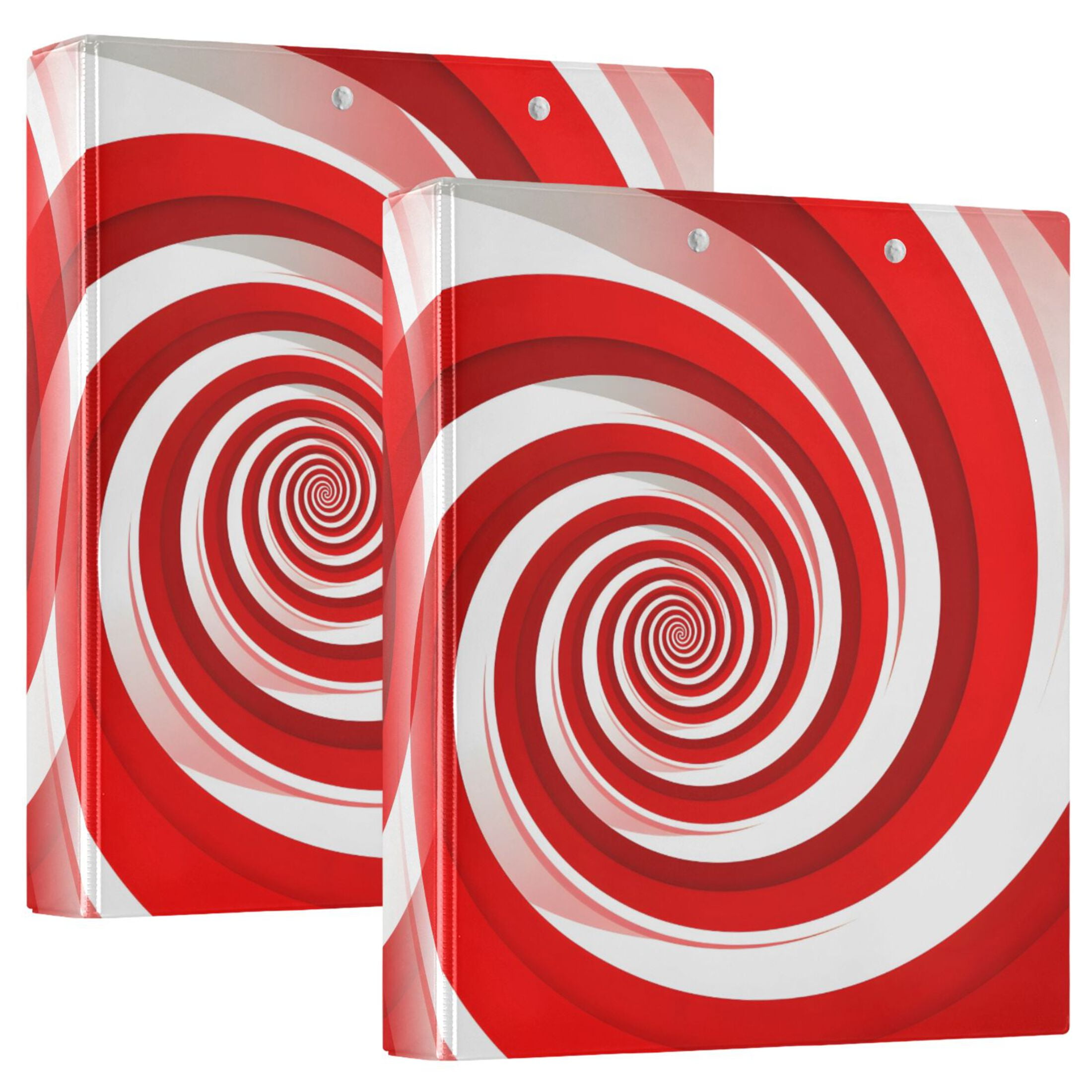 joogoo Red and White Geometry Spiral Hardcover 3 Ring Binder 1.5
