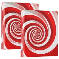 joogoo Red and White Geometry Spiral Hardcover 3 Ring Binder 1.5" Round Rings Interior Pockets Binders Organizer 2 Pack
