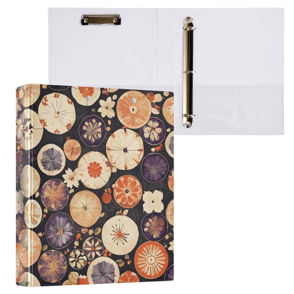 joogoo Retro Boho Pattern Hardcover 3 Ring Binder 1.5" Round Rings Interior Pockets Binders Organizer 1 Pack