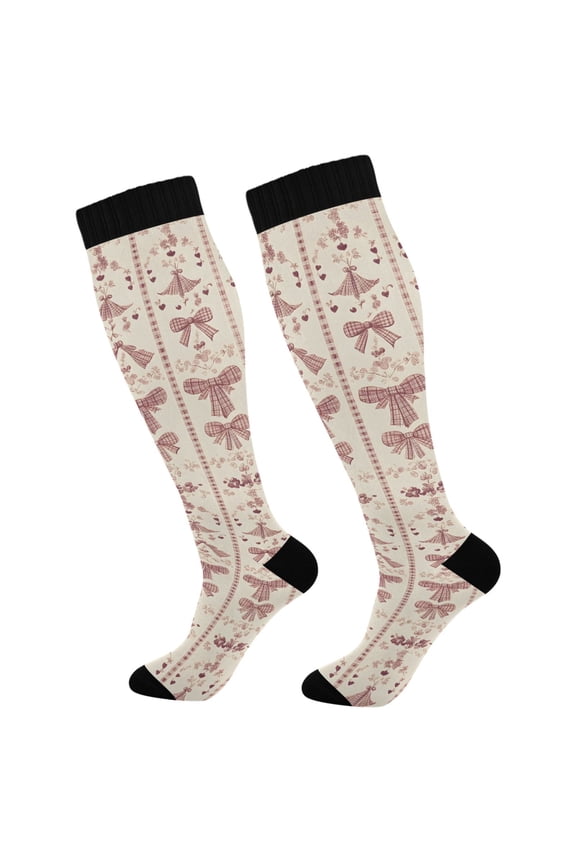 Retro Bows Socks Women Men Knee High Sock
