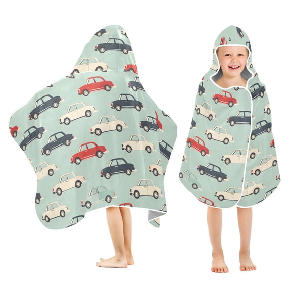 joogoo Retro Cars Kids Hooded Beach Towel Baby Bath Towel 23.5"x50"