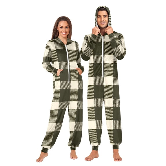 joogoo Retro Checkered-z2 Unisex Adults Onesies Pajamas Jumpsuits L