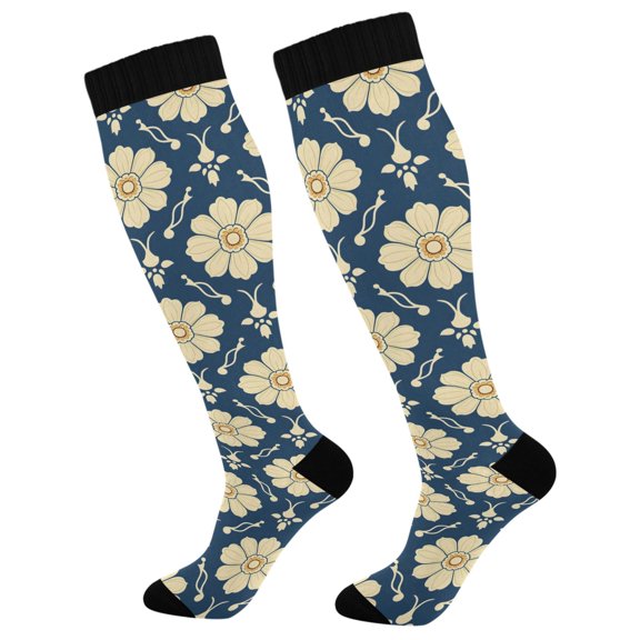 joogoo Retro Floral Socks Women Men Knee High Sock