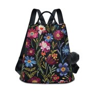 joogoo Retro Flowers Vintage Backpack Purse for Women Anti Theft Fashion Daypack Shoulder Bag