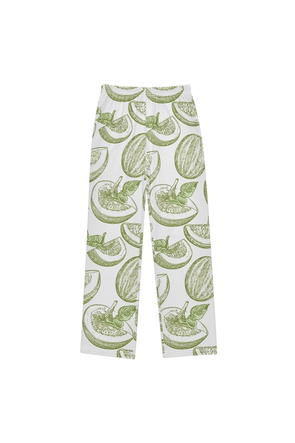 Retro Fruits Drawing Pajama Pants Pj Bottoms Sleepwear Lounge M