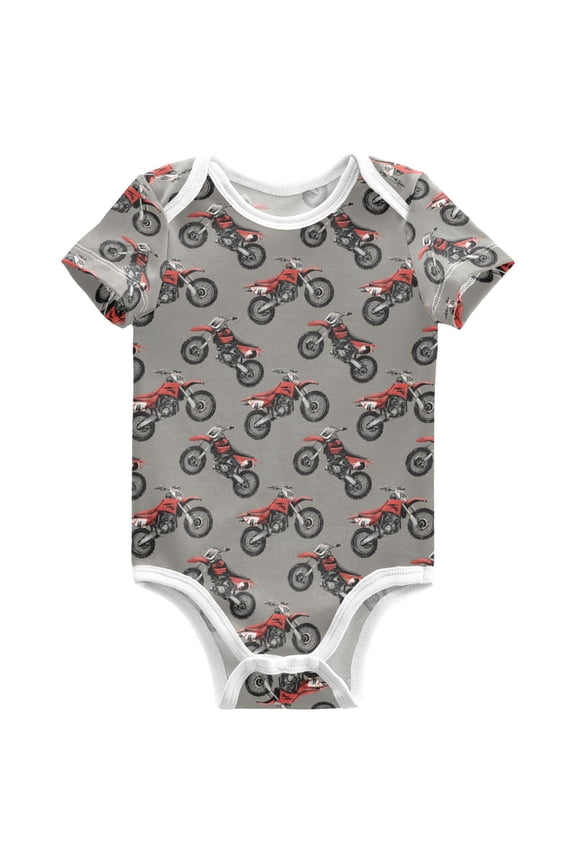 Retro Motorcycle Pattern Baby Bodysuits Short Sleeve Cotton Onesies Clothes 6Months