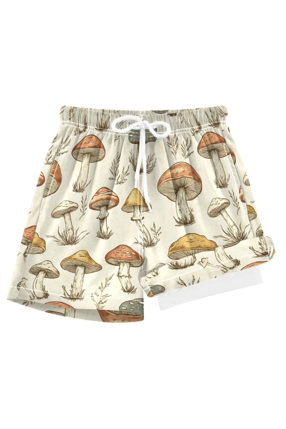 Retro Mushrooms Vintage Boys Swim Trunks Beach Swimsuit Shorts Boxer 7Y