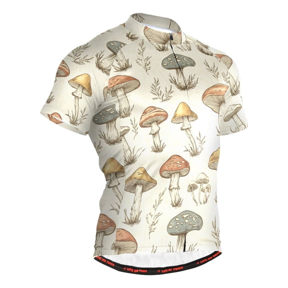 joogoo Retro Mushrooms Vintage Pattern Men's Cycling Jerseys Mountain Bike Short Sleeve Tops L