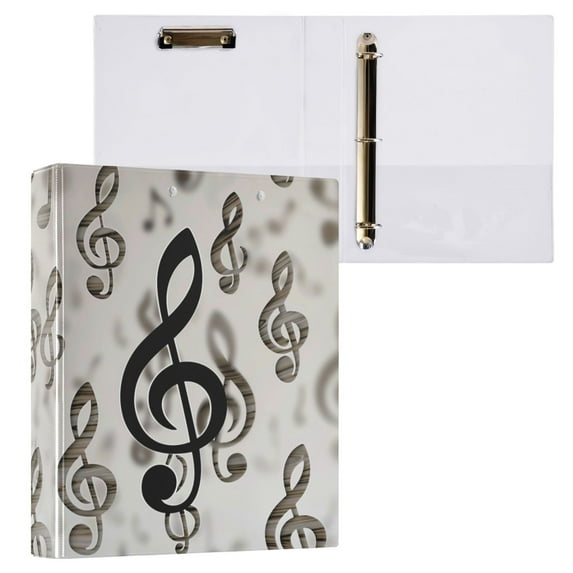 joogoo Retro Musical Note Hardcover 3 Ring Binder 1.5" Round Rings Interior Pockets Binders Organizer 1 Pack