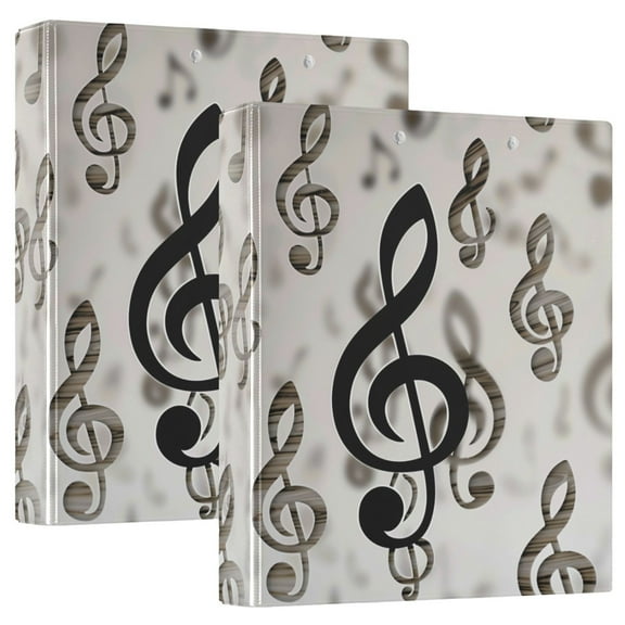 joogoo Retro Musical Note Hardcover 3 Ring Binder 1.5" Round Rings Interior Pockets Binders Organizer 2 Pack