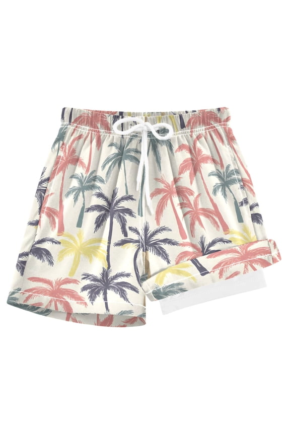Retro Palm Trees Boys Swim Trunks Beach Swimsuit Shorts Boxer 8Y