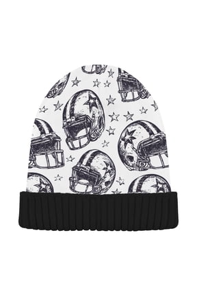 Retro Rugby Football Beanie Hats Cuffed Winter Warm Knit Thick Beanies