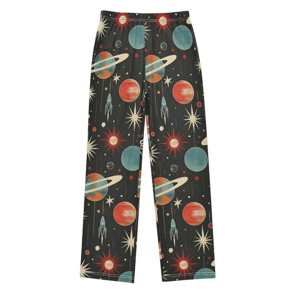 joogoo Retro Space Planets Rockets Pajama Pants Pj Bottoms Sleepwear Lounge M