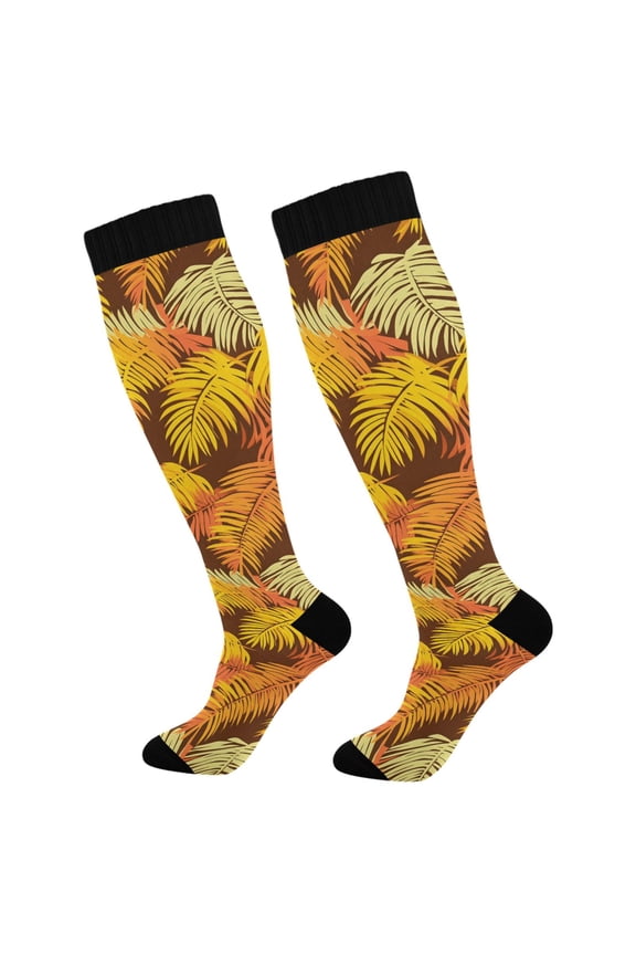 Retro Tropical Palm Tree Socks Women Men Knee High Sock
