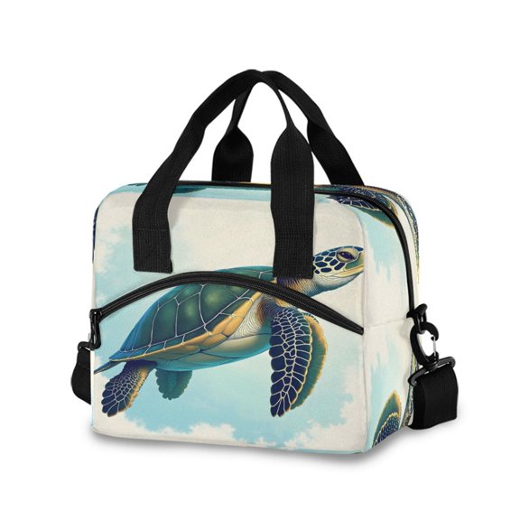 joogoo Retro Turtle Insulated Lunch Bags Reusable Cooler Box with Shoulder Strap