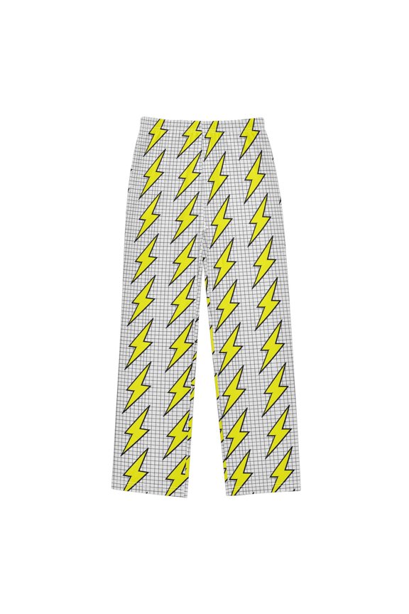 Retro Yellow Lightning Pajama Pants Pj Bottoms Sleepwear Lounge L