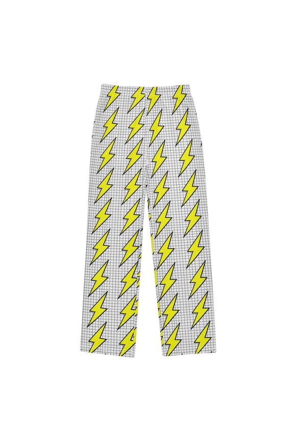 Retro Yellow Lightning Pajama Pants Pj Bottoms Sleepwear Lounge S