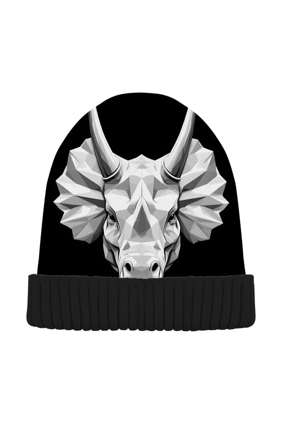 Rhinoceros Beanie Hats Cuffed Winter Warm Knit Thick Beanies