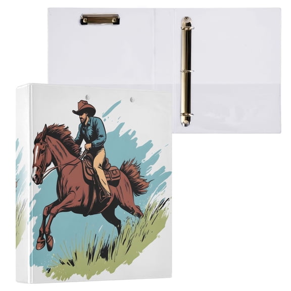 joogoo Riding Horse Hardcover 3 Ring Binder 1.5" Round Rings Interior Pockets Binders Organizer 1 Pack