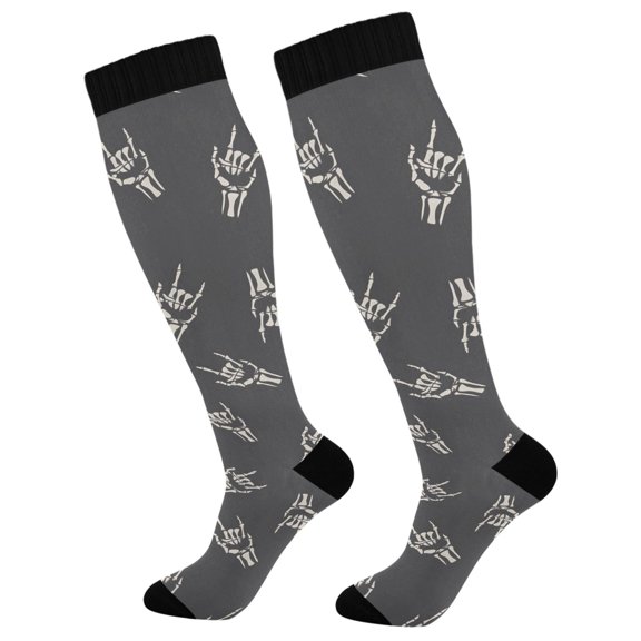 joogoo Rocker Skull Hands Long Socks Women Men Knee High Sock