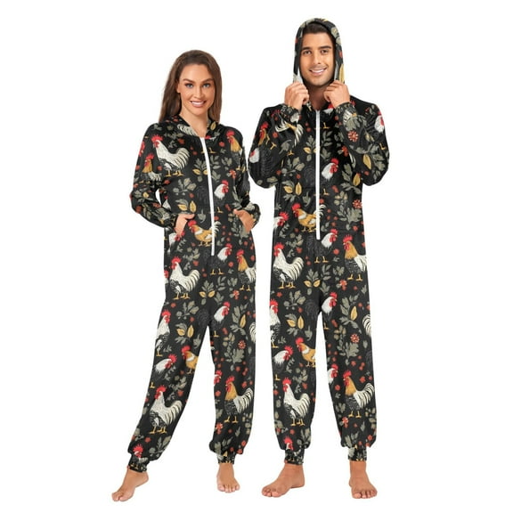 joogoo Roosters Plants Unisex Adults Onesies Pajamas Jumpsuits L