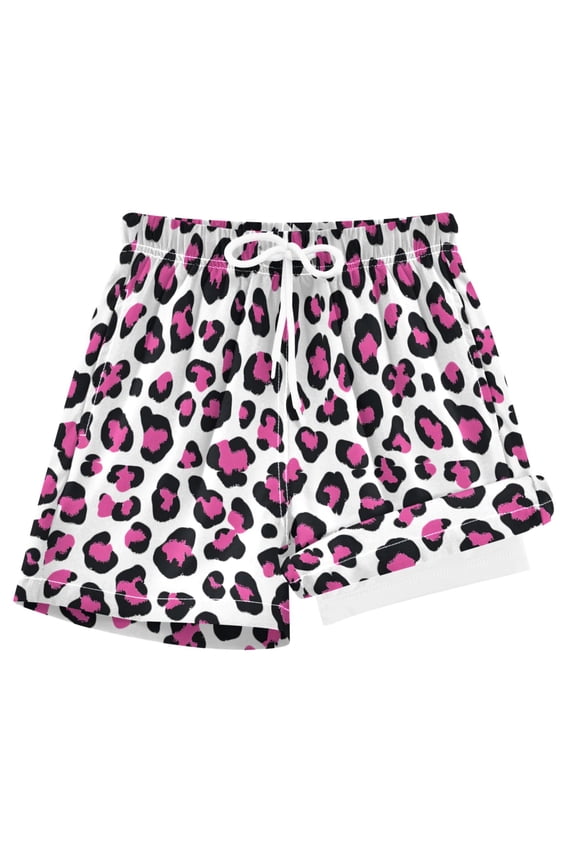 Rose Red Leopard Boys Swim Trunks Beach Swimsuit Shorts Boxer 4T