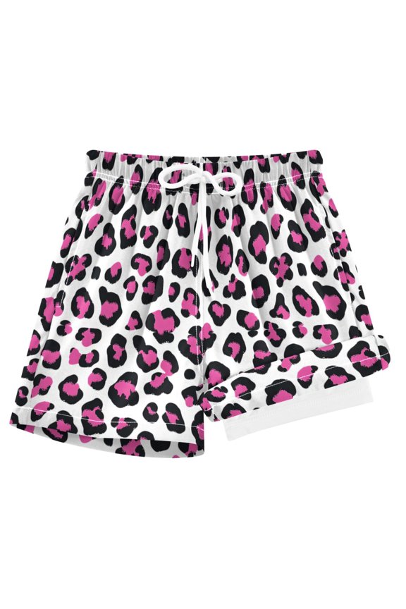 Rose Red Leopard Boys Swim Trunks Beach Swimsuit Shorts Boxer 7Y