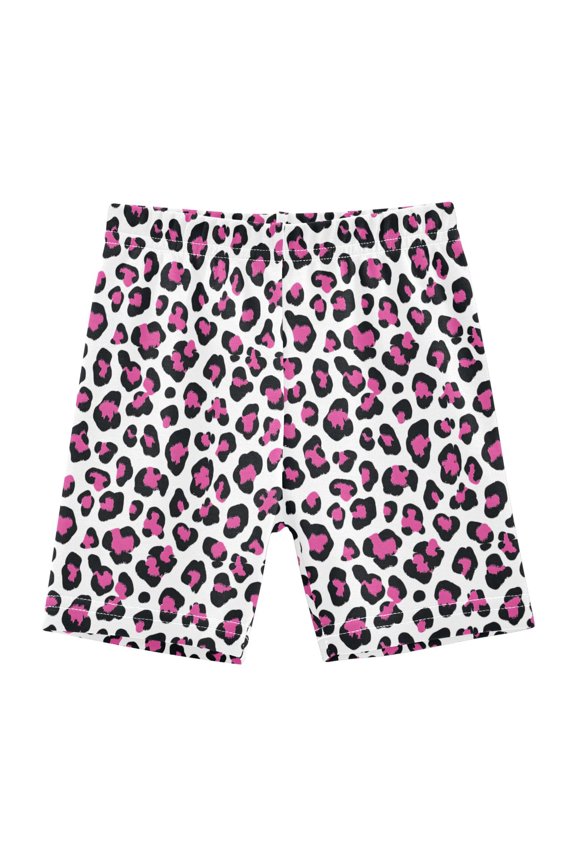 Rose Red Leopard Girls Lined Shorts Bike Dance Bottoms 5T