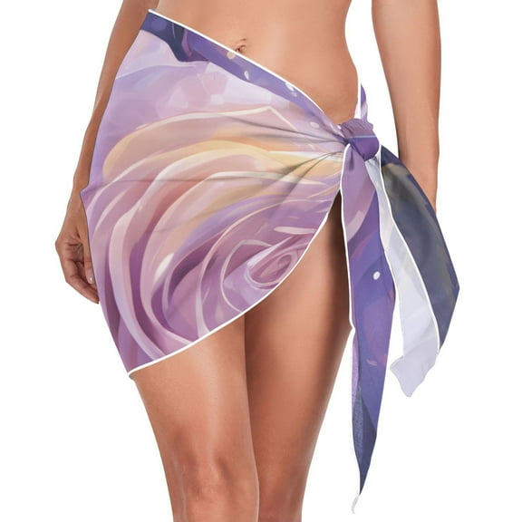 joogoo Roses Flowers Purple Women's Beach Sarong Bathing Suit Wrap Swimwear Cover Ups M