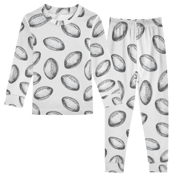 joogoo Rugby Balls Football 2 Piece Long Sleeve Tee and Pants Cotton Pajama Set 3T