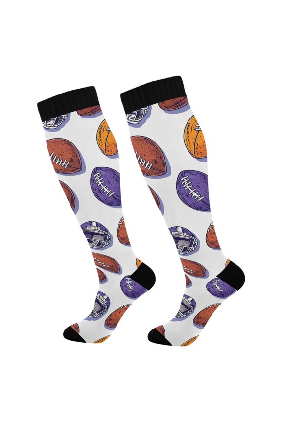 Rugby Football Balls Socks Women Men Knee High Sock