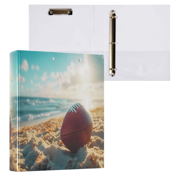 joogoo Rugby Football Sunshine Hardcover 3 Ring Binder 1.5" Round Rings Interior Pockets Binders Organizer 1 Pack