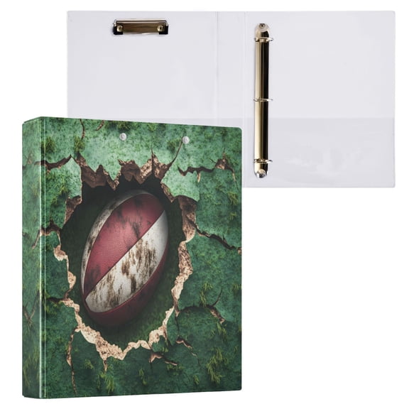 joogoo Rugby Football in Wall Hardcover 3 Ring Binder 1.5" Round Rings Interior Pockets Binders Organizer 1 Pack