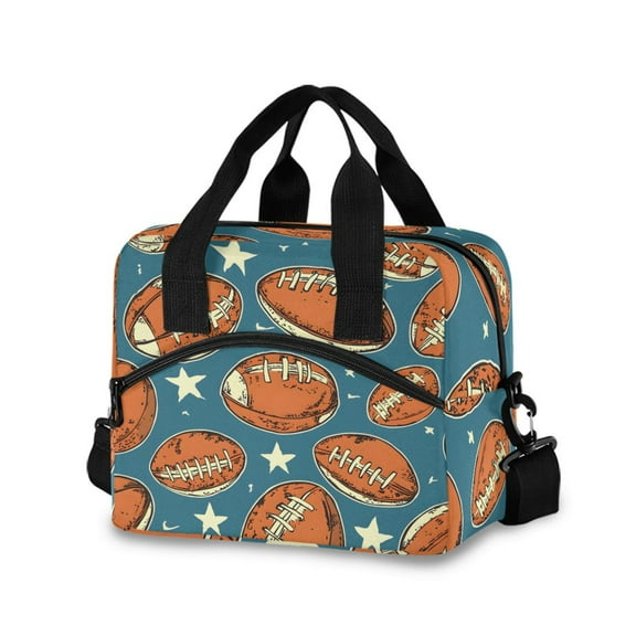 joogoo Rugby Stars Football Insulated Lunch Bags Reusable Cooler Box with Shoulder Strap
