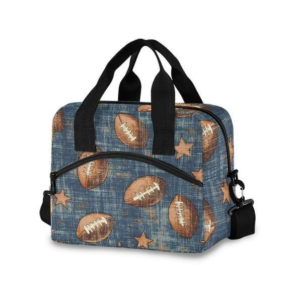 joogoo Rugby Stars Footballs Insulated Lunch Bags Reusable Cooler Box with Shoulder Strap