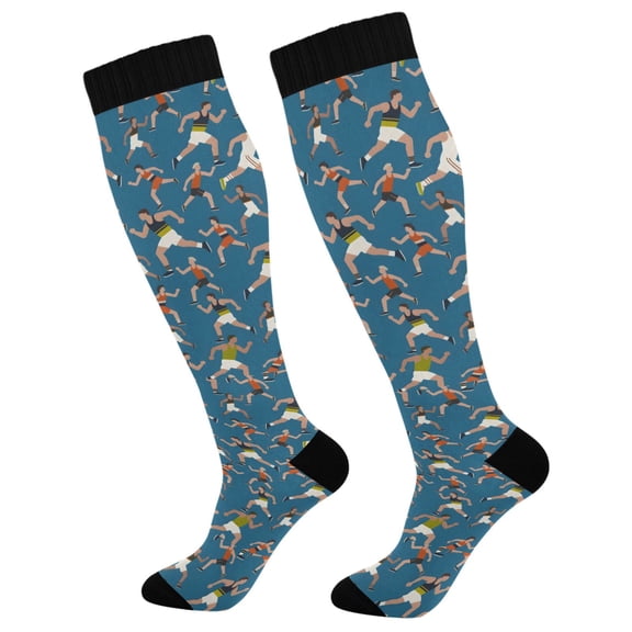 joogoo Runners Blue Socks Women Men Knee High Sock