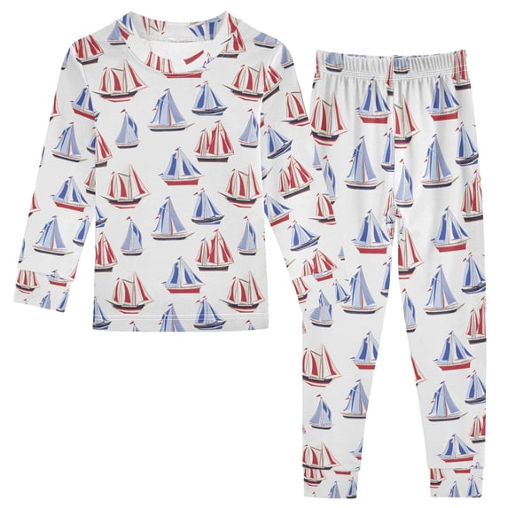 joogoo Sailboats 2 Piece Long Sleeve Tee and Pants Cotton Pajama Set 6Y