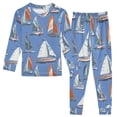 thumbnail image 1 of joogoo Sailboats Blue 2 Piece Long Sleeve Tee and Pants Cotton Pajama Set 4T, 1 of 7