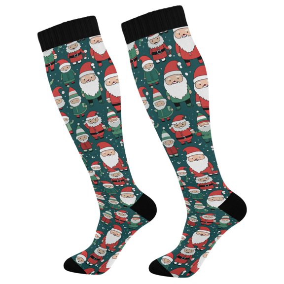 joogoo Santa Claus Christmas Compression Socks Women Men Knee High Sock